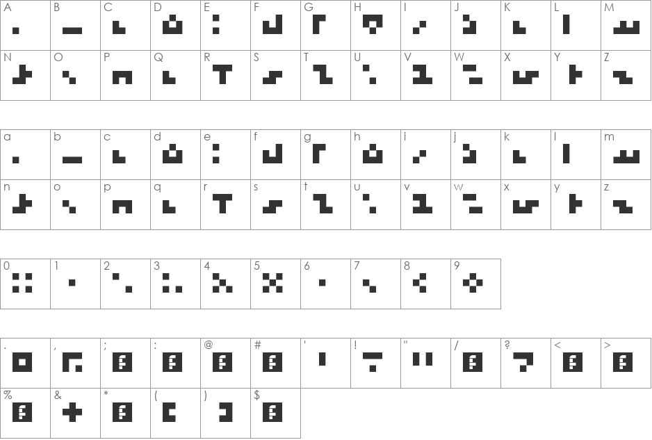 Pixel Script font character map preview