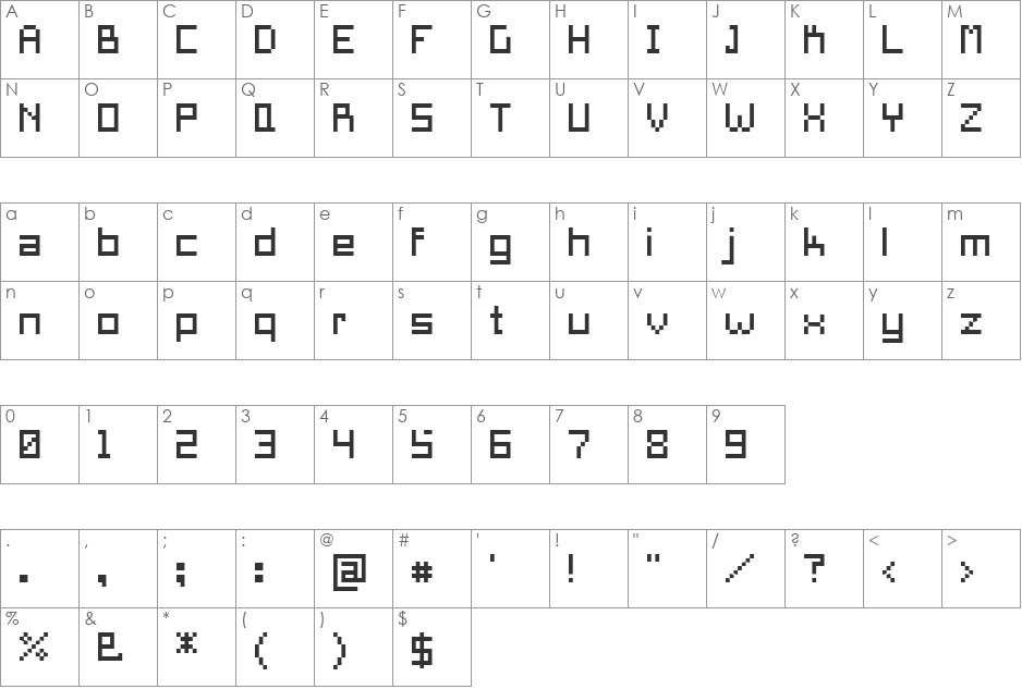 Pixel Square font character map preview