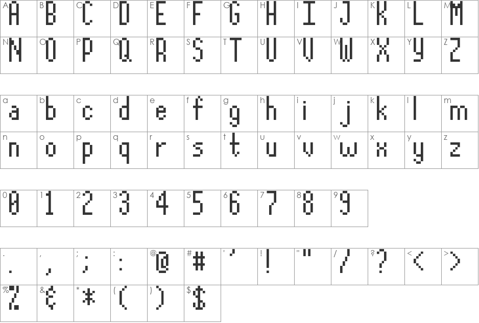 Pixel Stix font character map preview