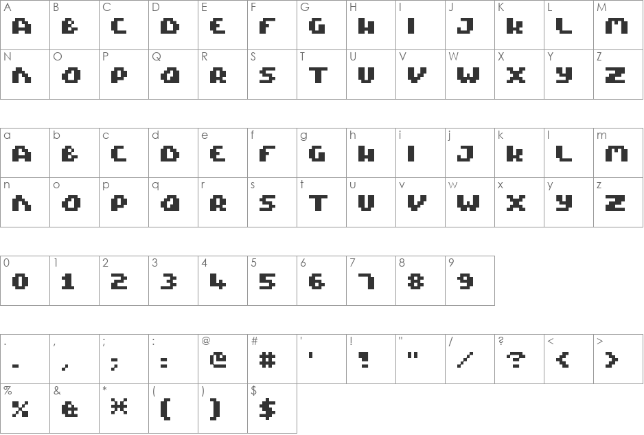 Pixel Tactical font character map preview