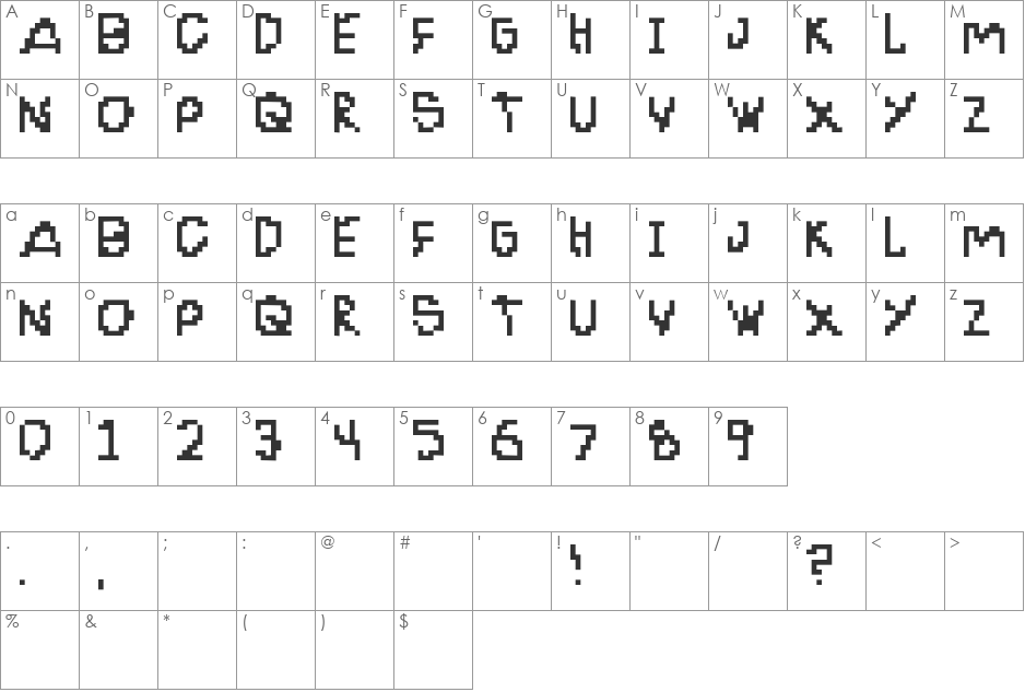 Pixel This font character map preview