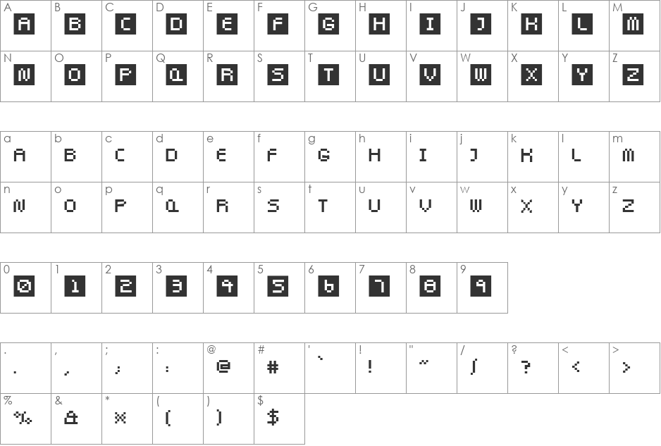 Pixel Twist font character map preview
