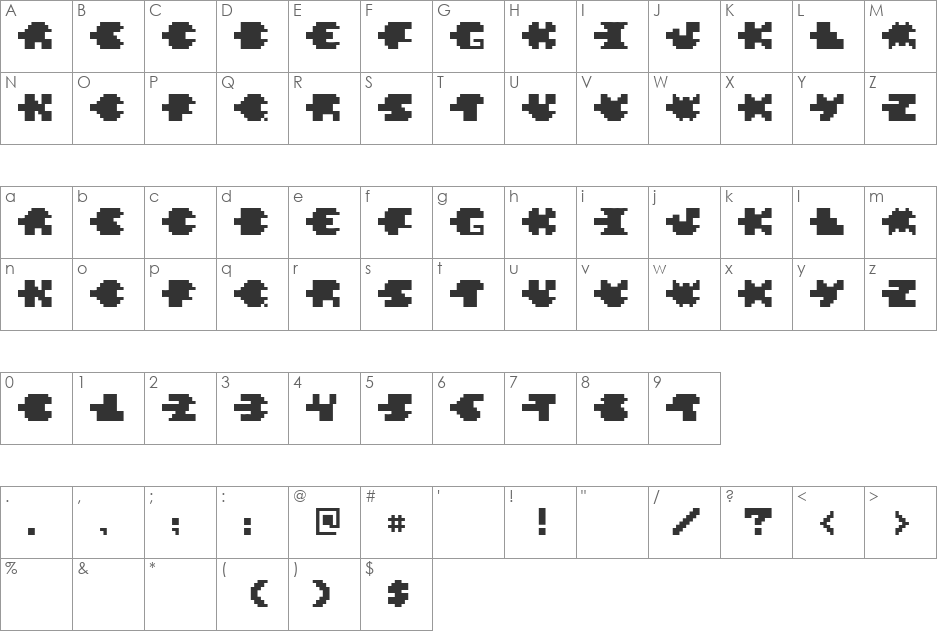 Pixel Verde font character map preview