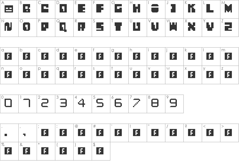 Pixel Weirdo font character map preview