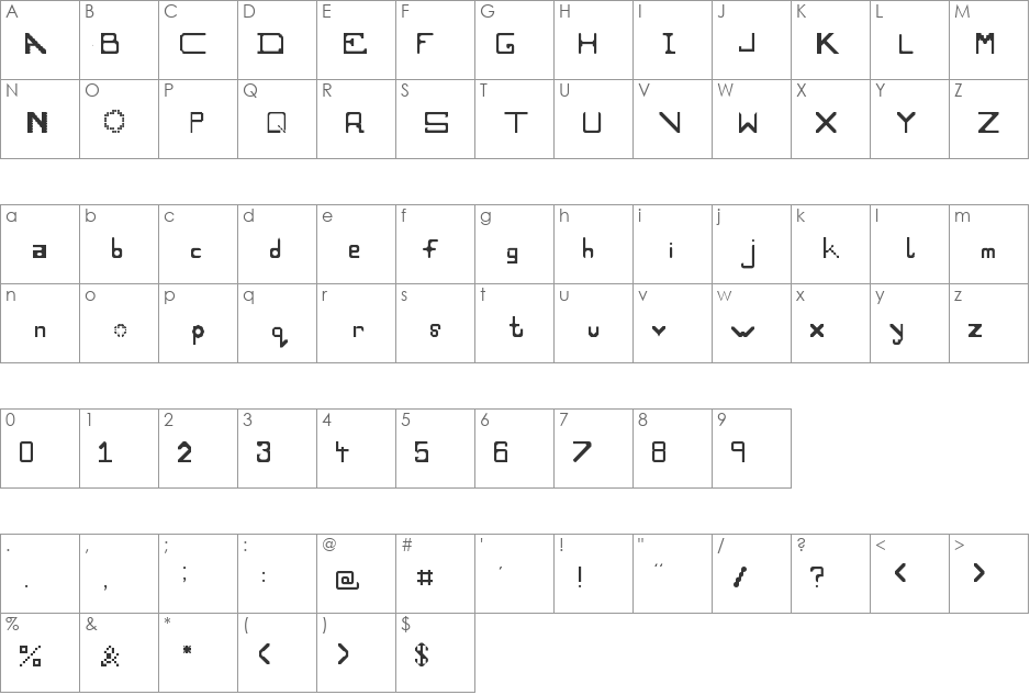 Pixel Wizzle font character map preview