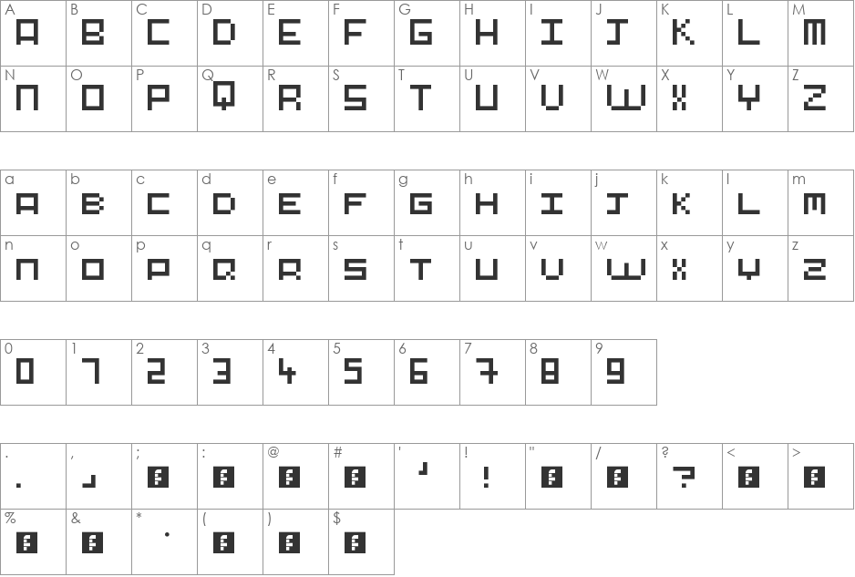 Pixel-Art font character map preview