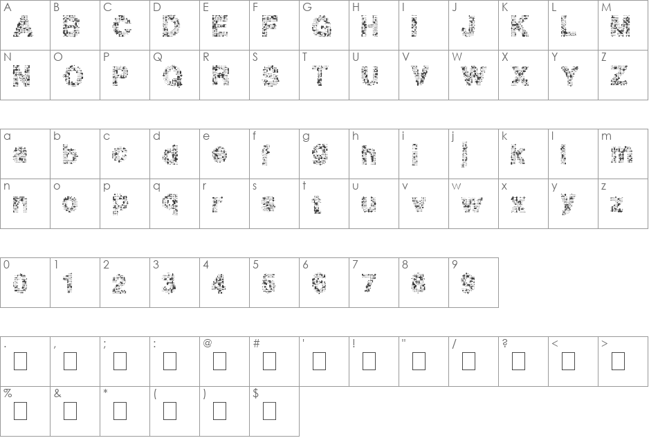 PixelDrip font character map preview
