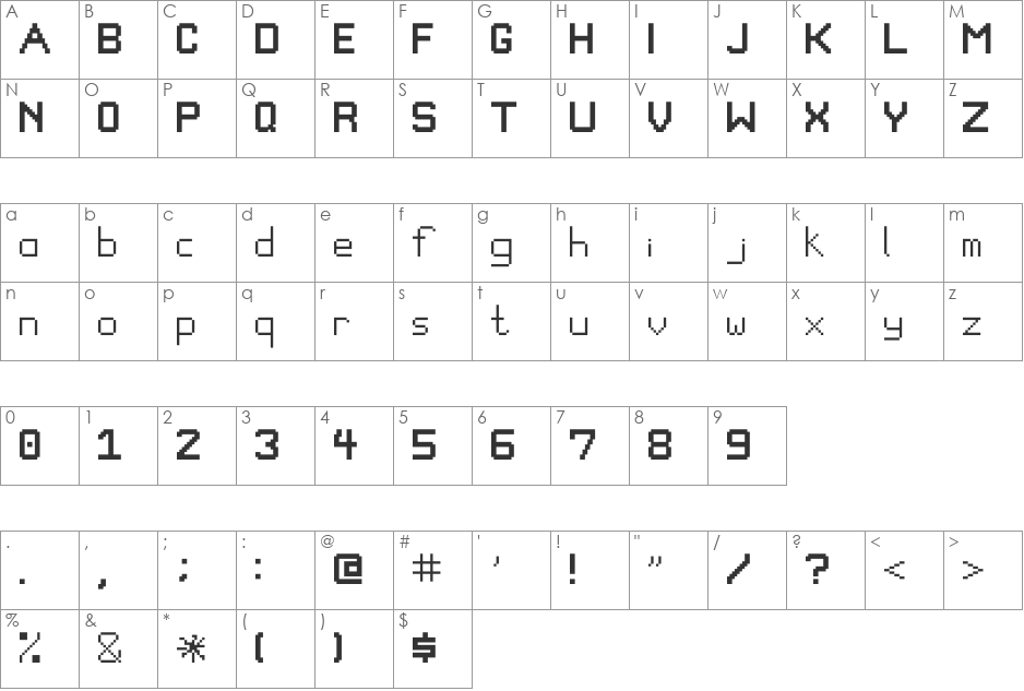 PixelGameFont font character map preview