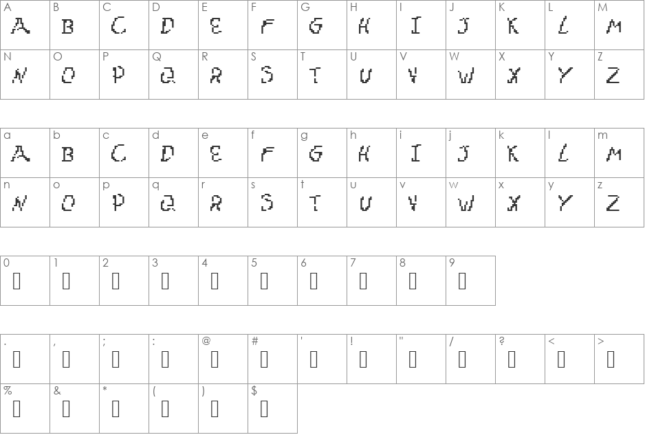 Pixelhaiz font character map preview