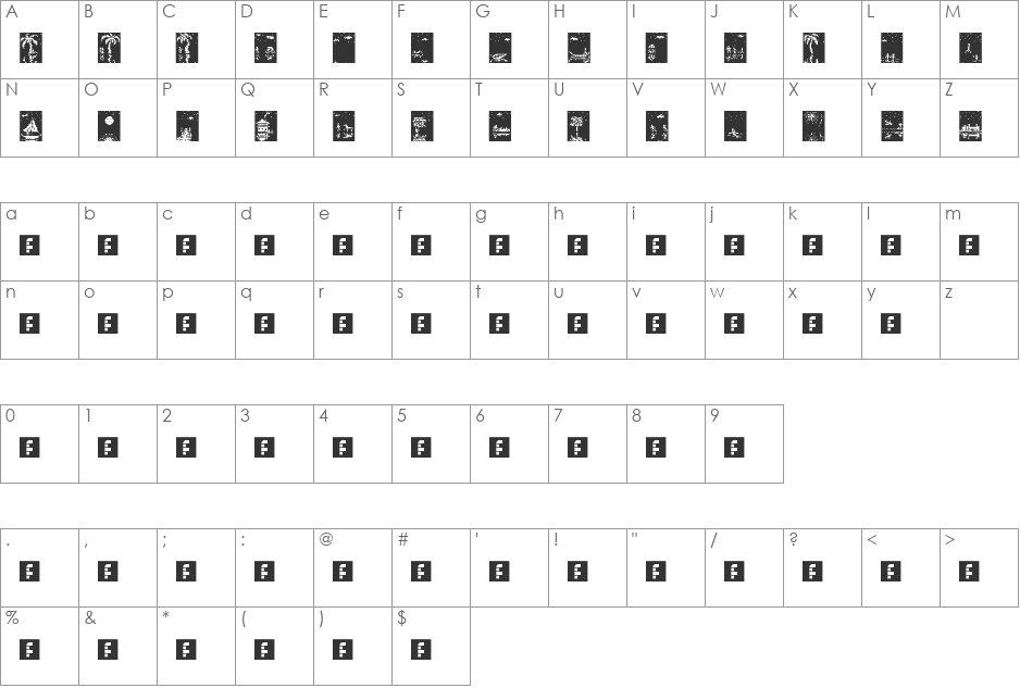 Pixelian Nights font character map preview