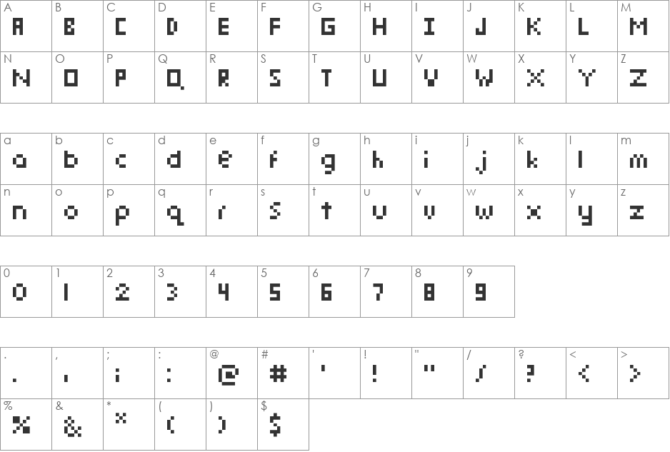 pixelmix micro font character map preview