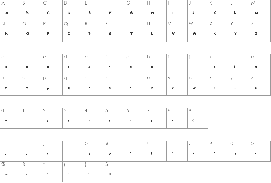 PixelNoise font character map preview