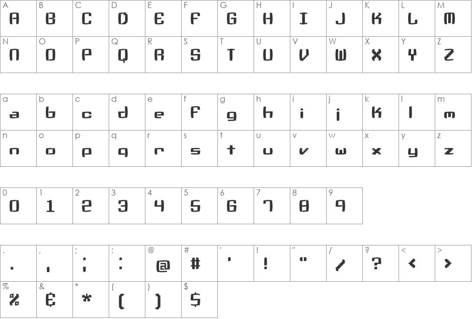 PixelNonsens font character map preview