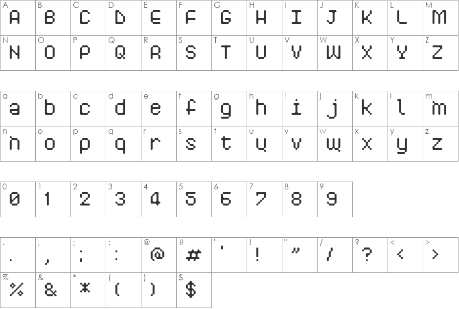 Pixelogist font character map preview