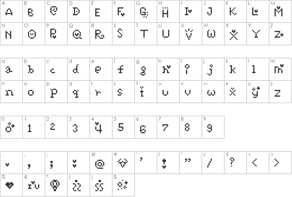 pixelpoiiz font character map preview