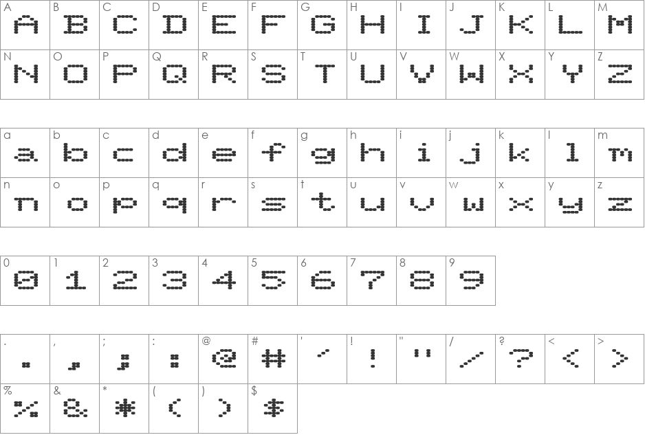 Pixel_Screen_Font-Light Ex font character map preview