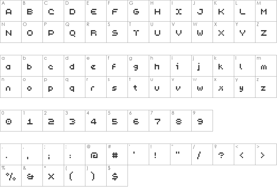 PixL font character map preview