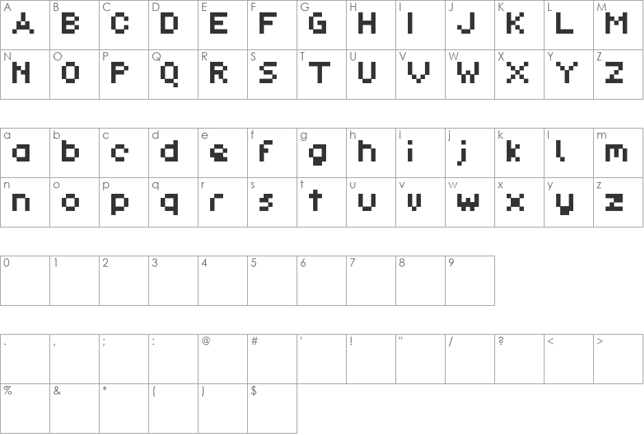 Pixl_Demo font character map preview