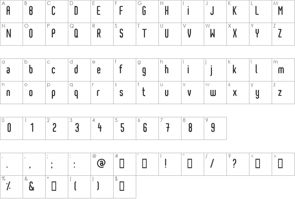 Pixochrome font character map preview