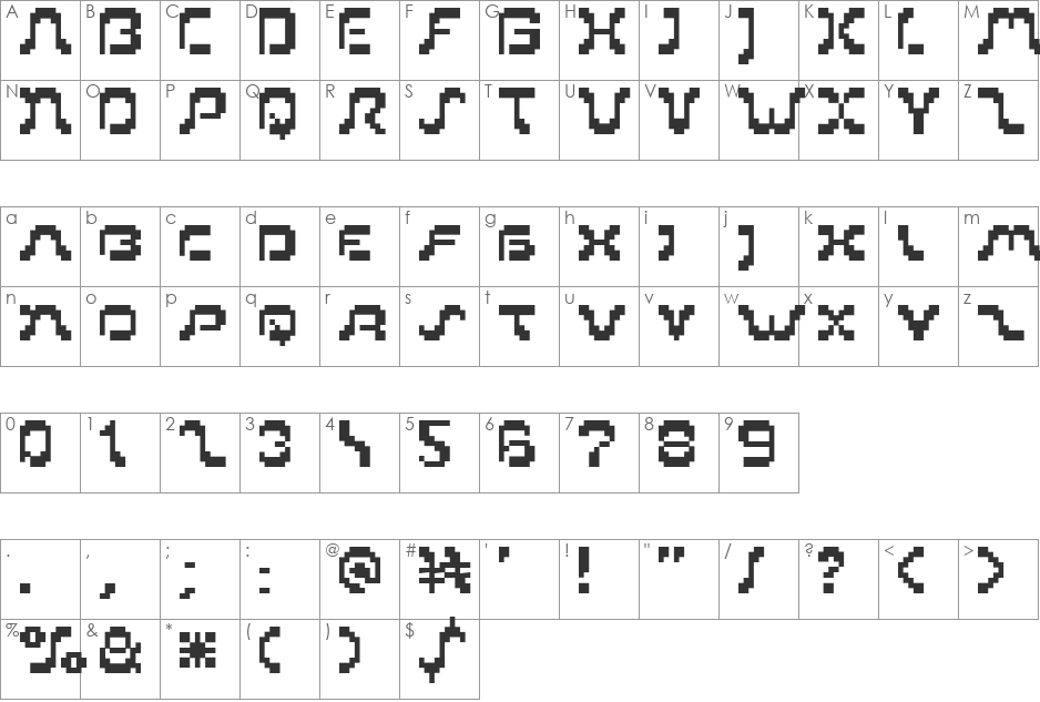 PIXoriental_9 font character map preview