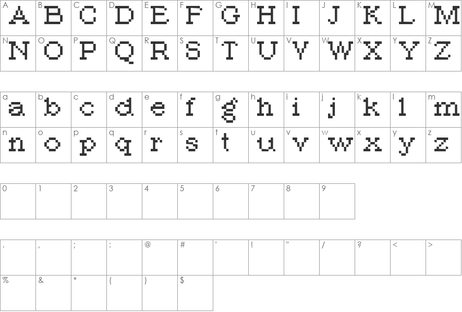 PIXromaPL font character map preview