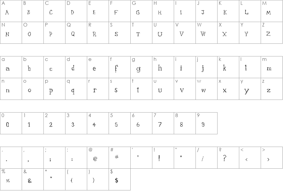 PixXary font character map preview