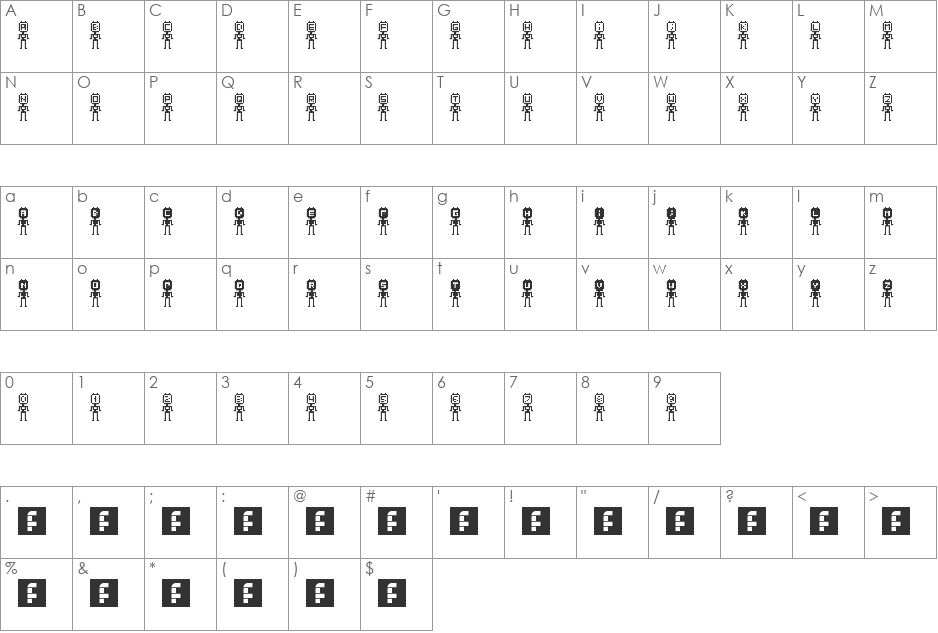 PixyRobo font character map preview