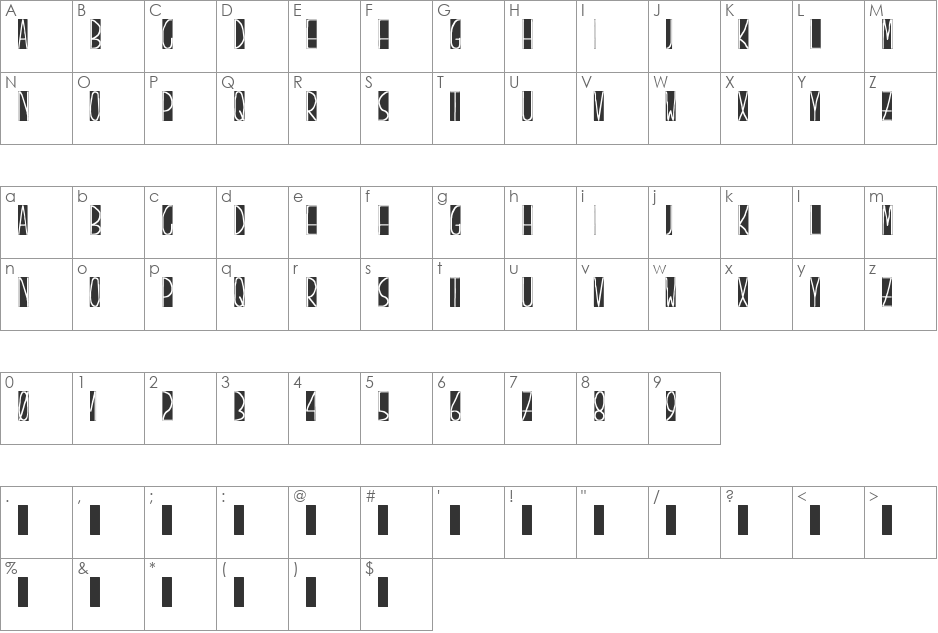 pizarr font character map preview