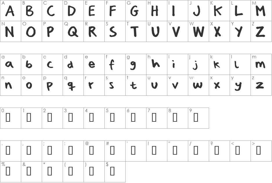 PizzaDudesHandwriting font character map preview
