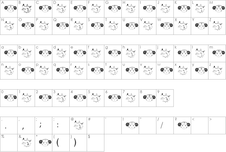 Pi_&haa font character map preview