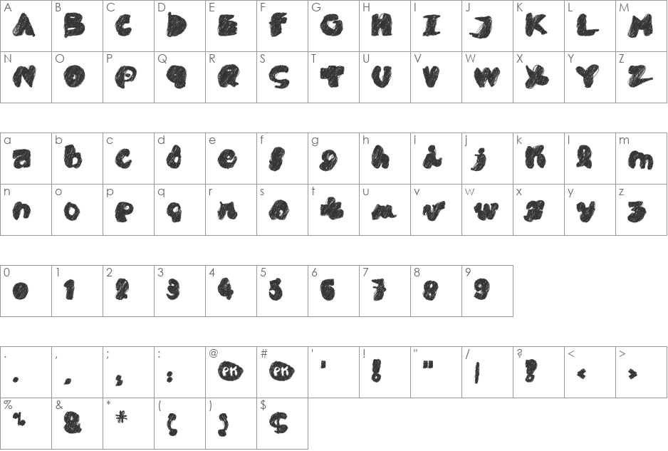PK CoBrA font character map preview