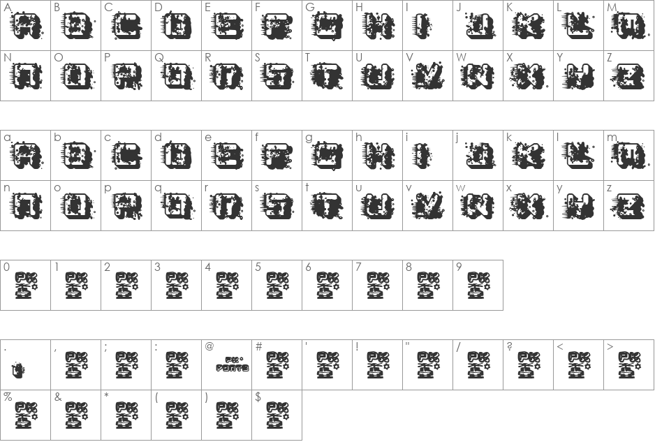 pk LSD font character map preview