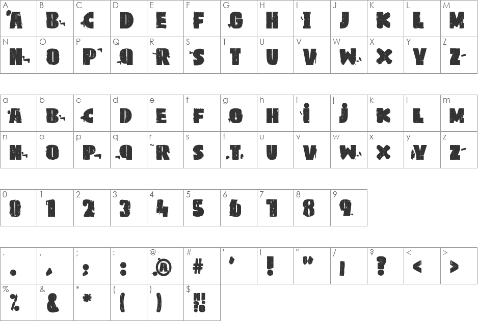 PK&co font character map preview