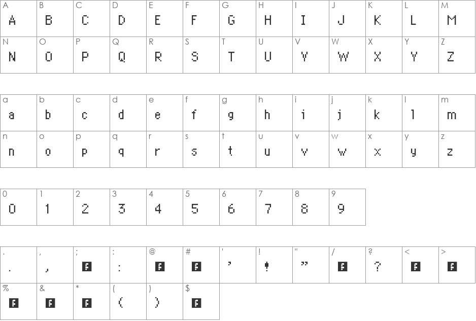 PKMN Mystery Dungeon font character map preview