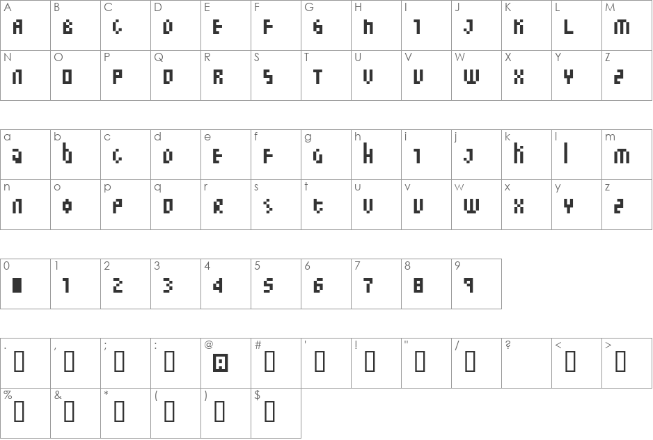 pKNB font character map preview