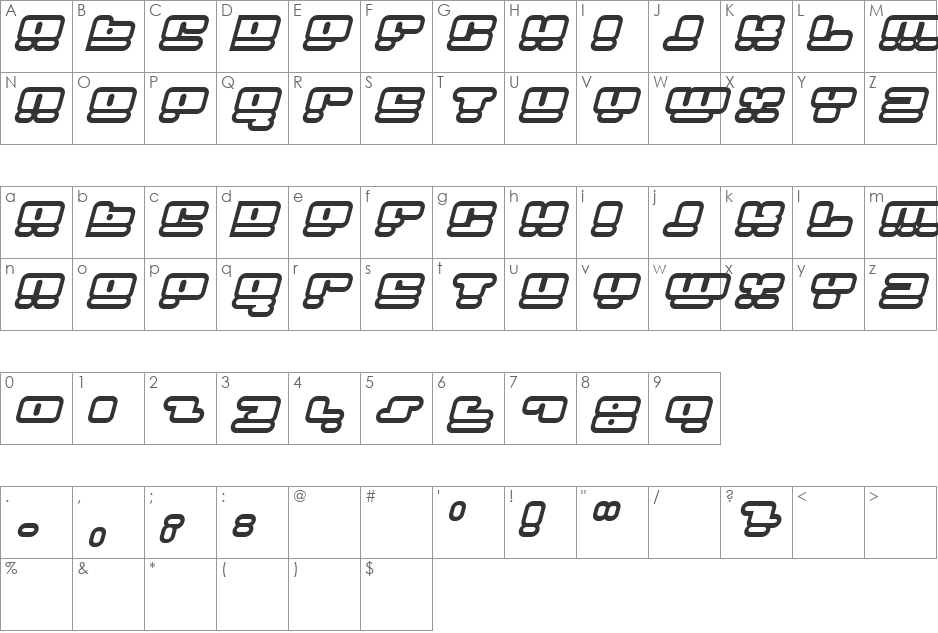 Plague Rare Hollow font character map preview