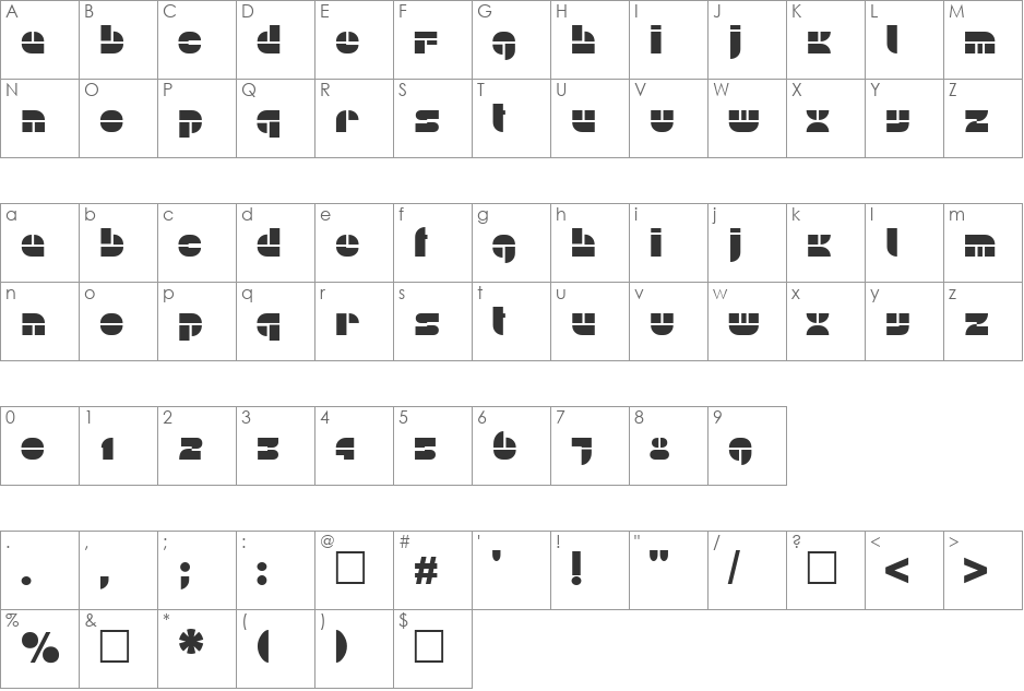 Plain font character map preview