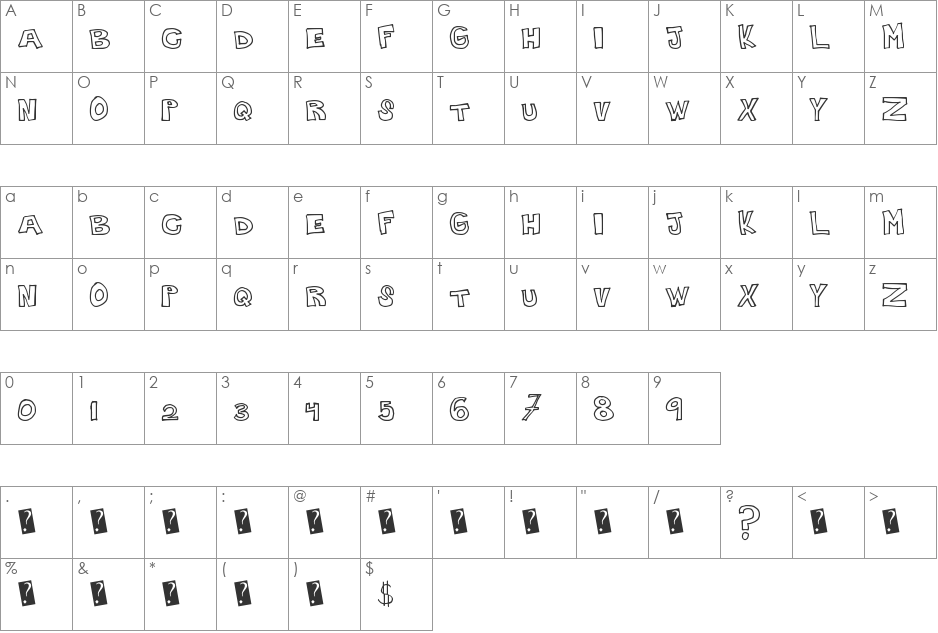 PlainHandline font character map preview