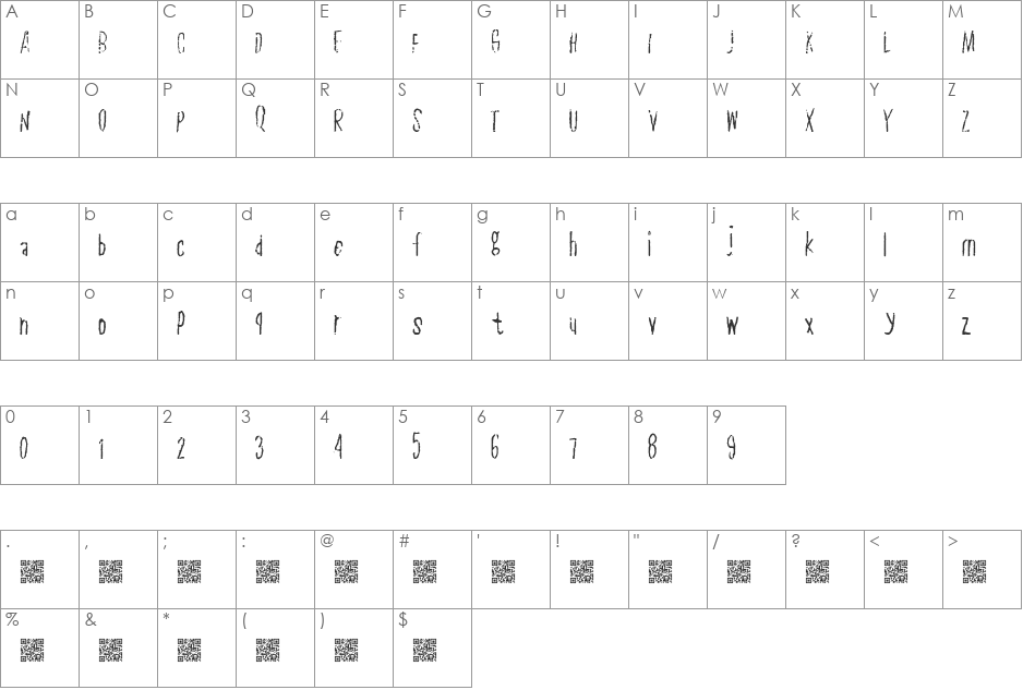 PlainSlice font character map preview