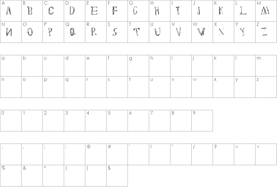 plaisantin font character map preview