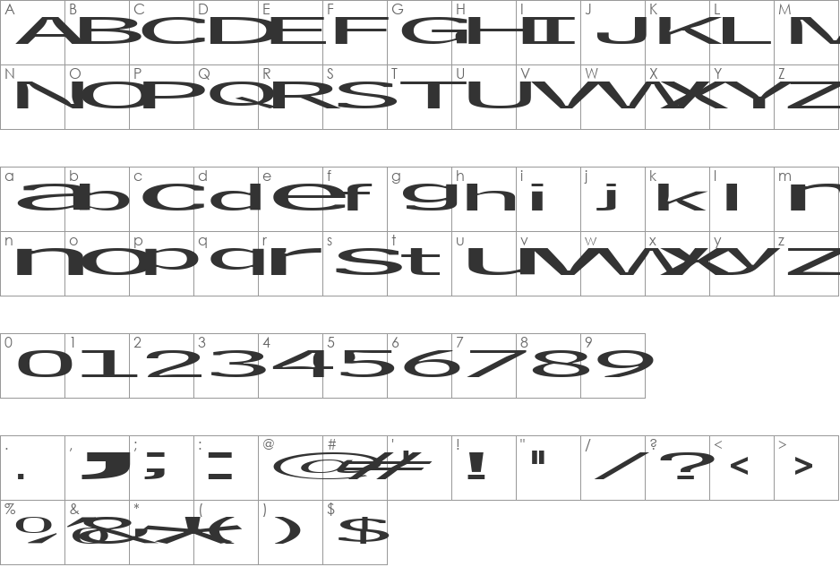 plakativo font character map preview