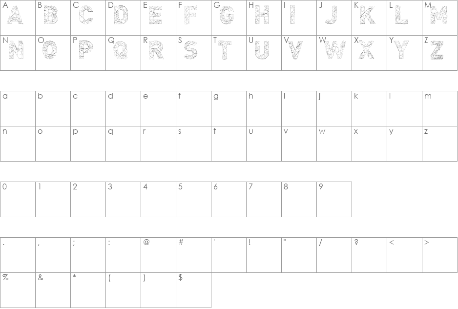 Adamas font character map preview