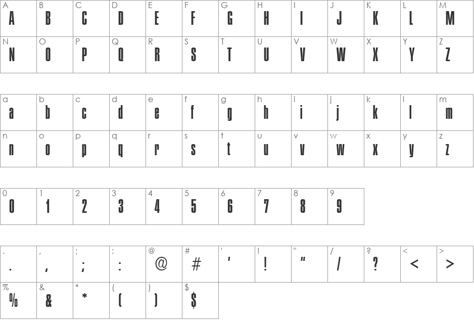 PlaketteTwo font character map preview
