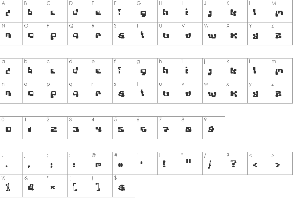 Planet font character map preview