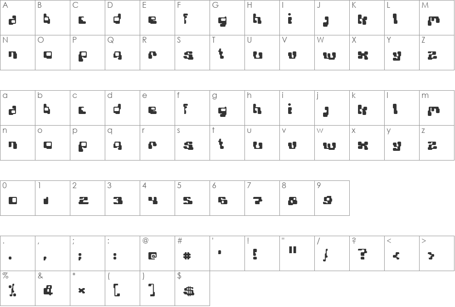 Planet Bubble font character map preview