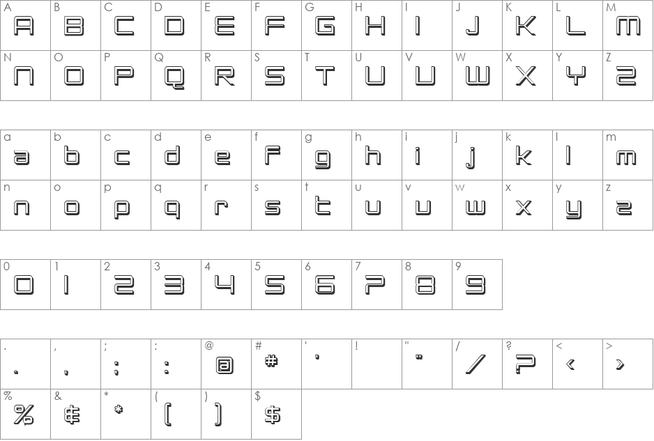 Planet Straight font character map preview