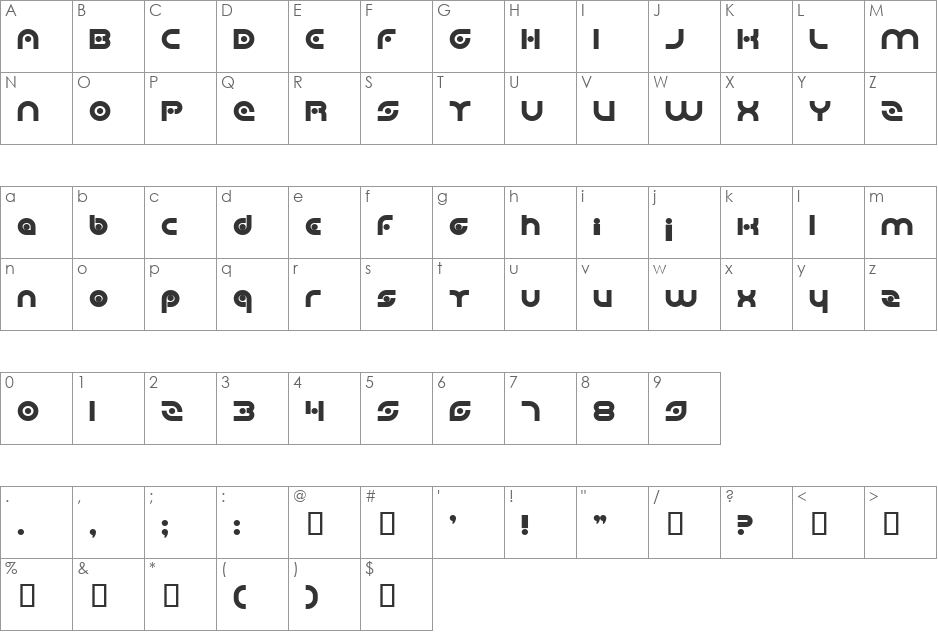 Planetary Orbiter font character map preview