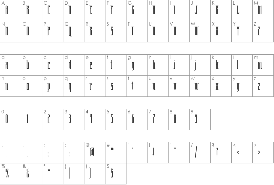 PlanetThreeHundred font character map preview