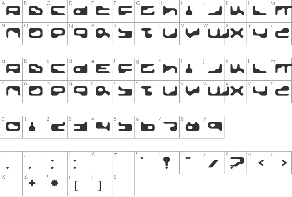 Planium font character map preview