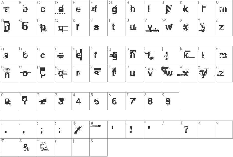 Planned Obsolescence font character map preview